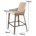 Saddle leather and cotton linen bar stool